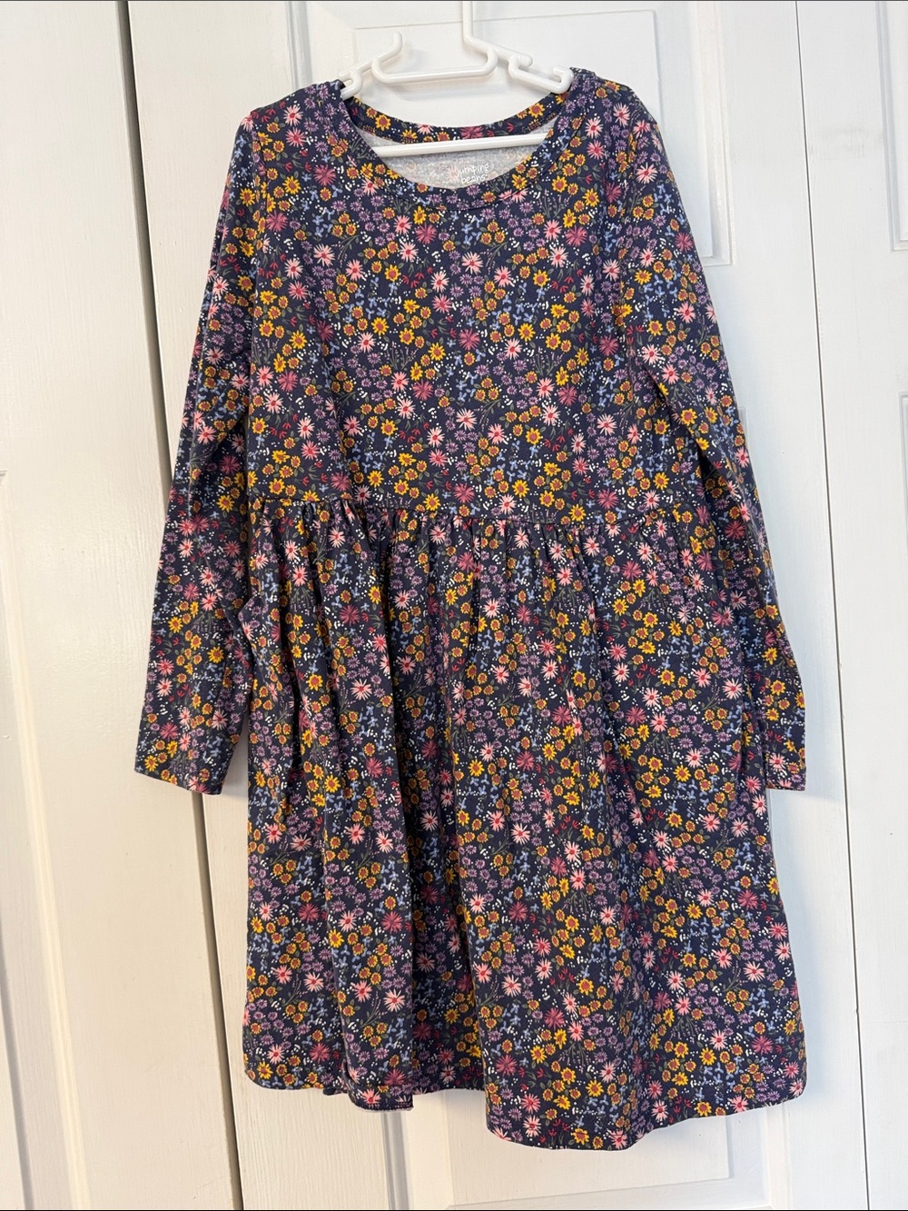 jumping beans Navy Floral Long Sleeve Gathered Waist Dress